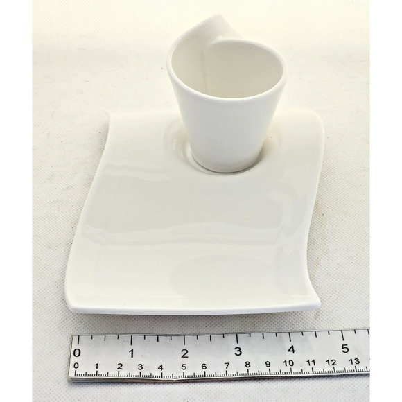 ESPRESSO/DEMITASSE CUP & WAVE SAUCER-VILLEROY & BOCH-Porcelain-White-1/3 Cup - Picture 8 of 8